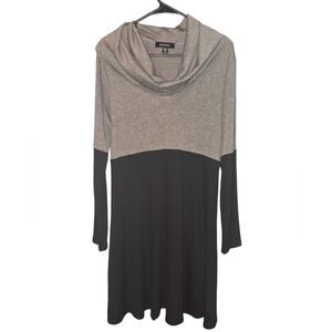 Karen Kane Long Sleeve Cowl Neck Black & Gray Dress, Size Medium